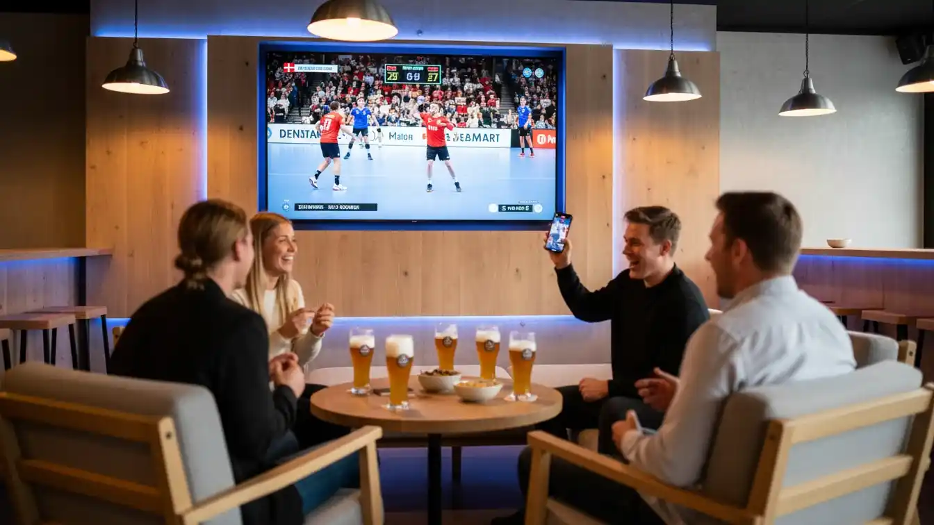 To personer i rolig samtale i en lys skandinavisk stue med omsorgsfuld atmosfære